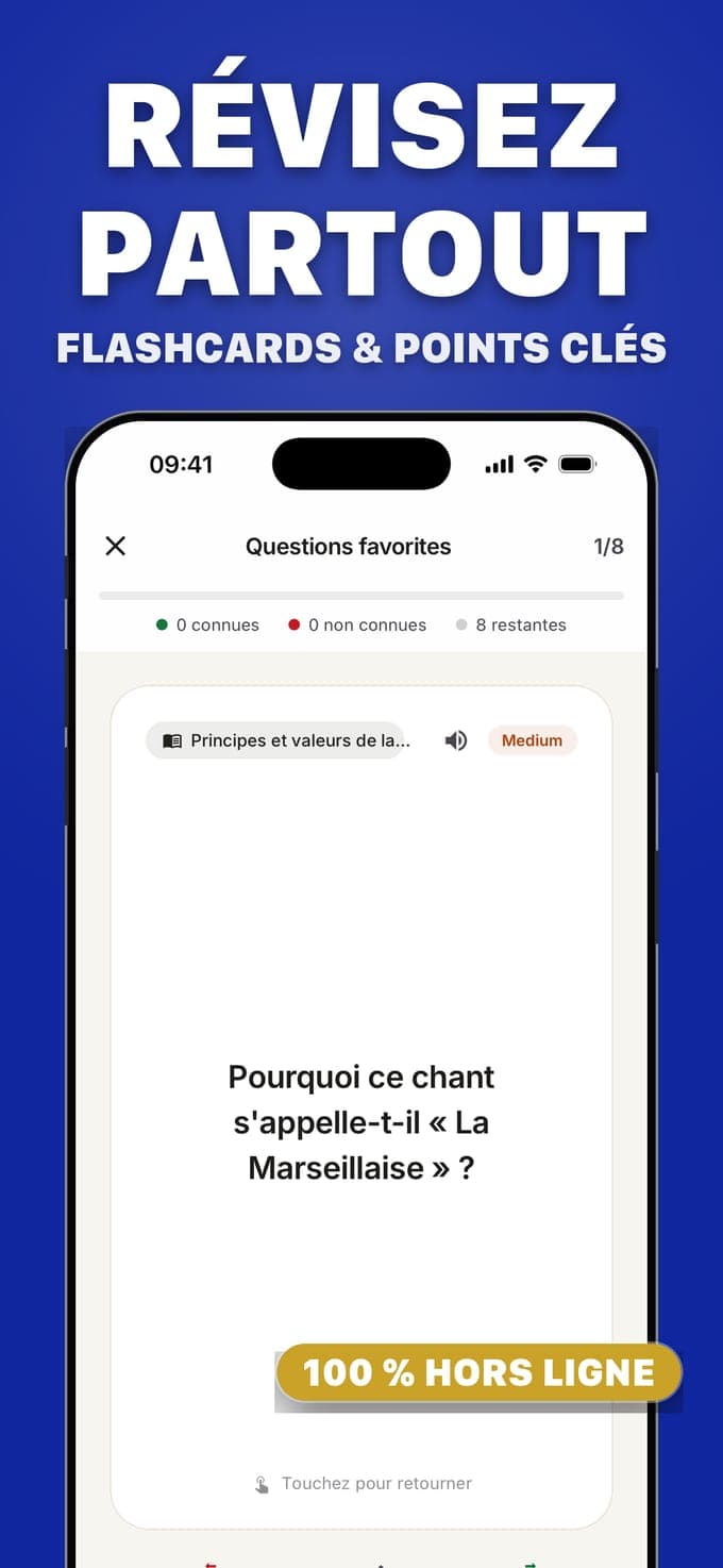 Une fiche de révision d'Examen Civique qui demande pourquoi ce chant s'appelle « La Marseillaise »